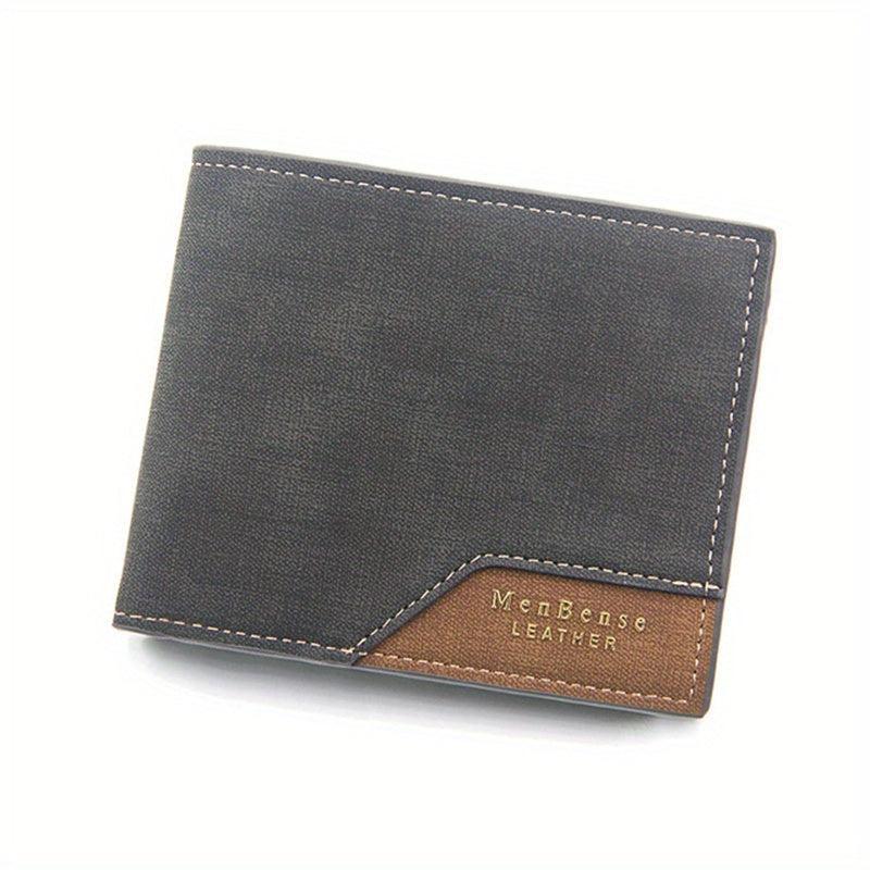 Men's Leather Short Wallet Large Capacity Card Holder Horizontal Wallet
