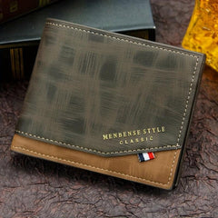 Men's Leather Short Wallet Large Capacity Card Holder Horizontal Wallet