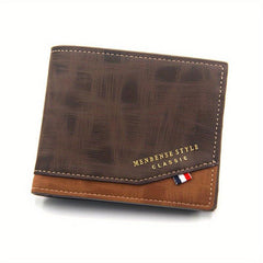 Men's Leather Short Wallet Large Capacity Card Holder Horizontal Wallet