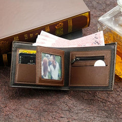 Men's Leather Short Wallet Large Capacity Card Holder Horizontal Wallet