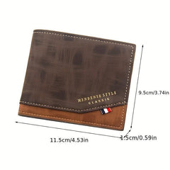 Men's Leather Short Wallet Large Capacity Card Holder Horizontal Wallet