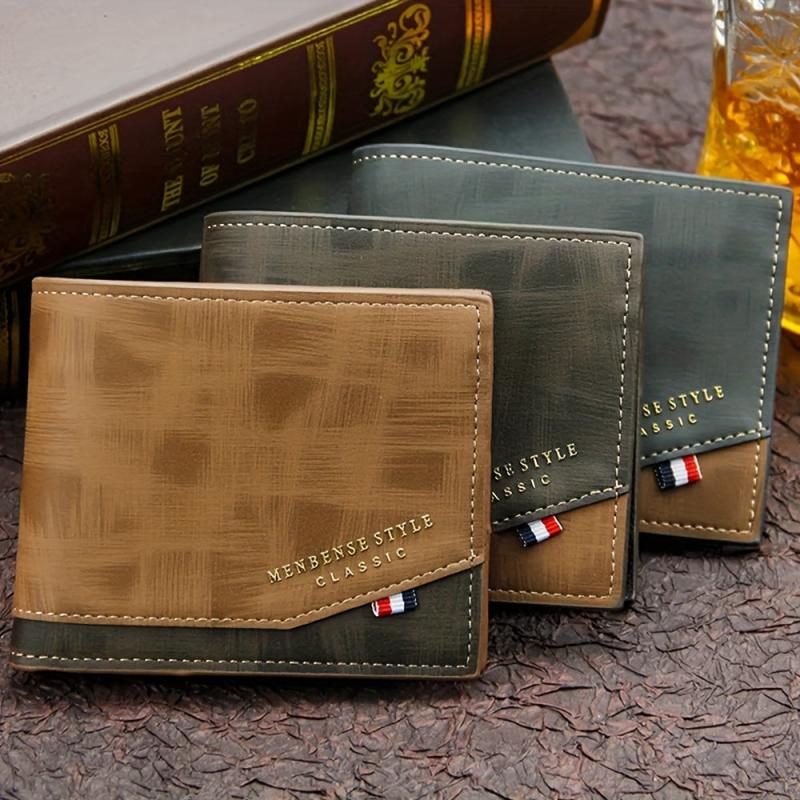 Men's Leather Short Wallet Large Capacity Card Holder Horizontal Wallet