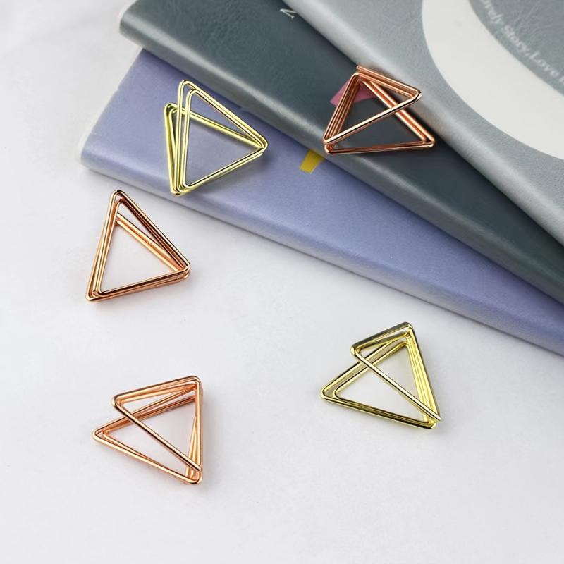 6pcs Stainless Steel Paper Clips Clipboard Mixed Heart & Triangle Shapes