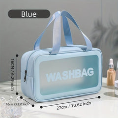 Clear Waterproof Cosmetic Bag PU Leather Makeup Storage Organizer Lightweight
