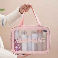 Clear Waterproof Cosmetic Bag PU Leather Makeup Storage Organizer Lightweight
