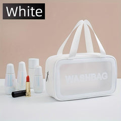 Clear Waterproof Cosmetic Bag PU Leather Makeup Storage Organizer Lightweight