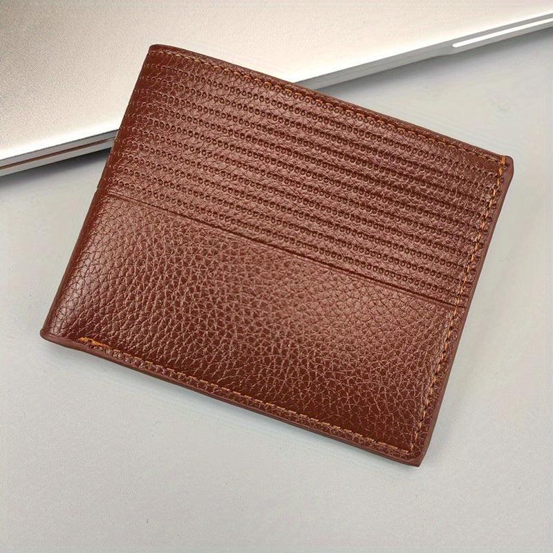 Men's Letter Graphic Small Wallet Leather Bifold