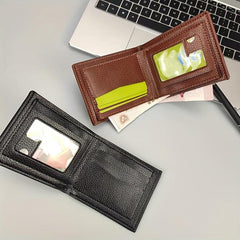 Men's Letter Graphic Small Wallet Leather Bifold
