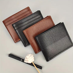 Men's Letter Graphic Small Wallet Leather Bifold