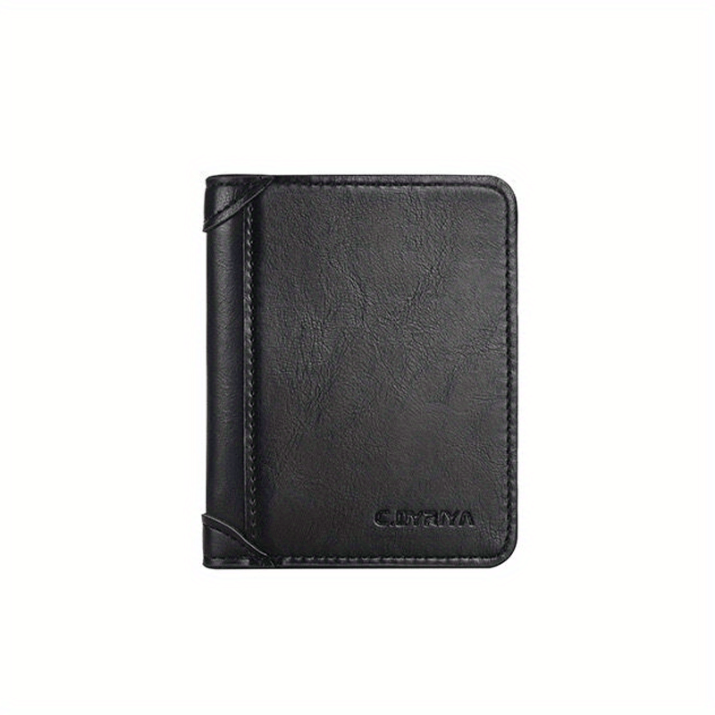 Men's Vintage Wallet PU Trifold Short Wallet Large Capacity Credit Card Holder