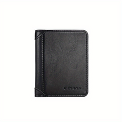 Men's Vintage Wallet PU Trifold Short Wallet Large Capacity Credit Card Holder
