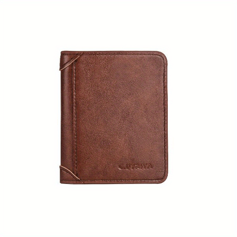 Men's Vintage Wallet PU Trifold Short Wallet Large Capacity Credit Card Holder