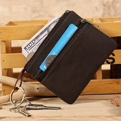 Leather Coin Purse Crazy Horse Leather Short Wallet