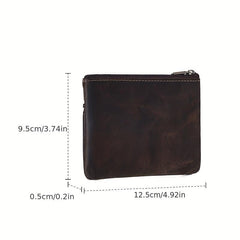 Leather Coin Purse Crazy Horse Leather Short Wallet