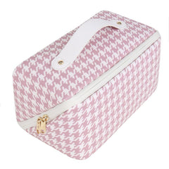 Stylish Houndstooth Pattern Cosmetic Handbag Zipper Makeup Bag