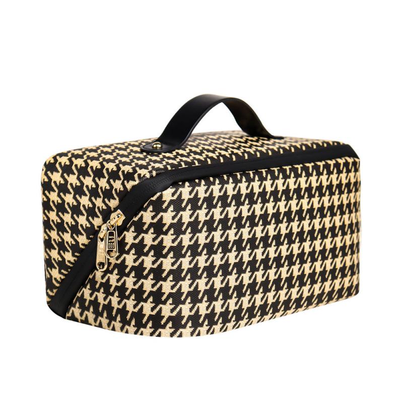 Stylish Houndstooth Pattern Cosmetic Handbag Zipper Makeup Bag