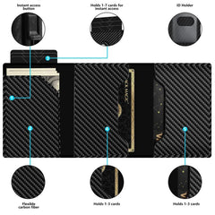 Men's Carbon Fiber RFID Trifold Wallet with Pop-up Credit Card Holder
