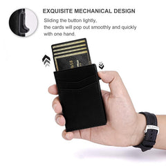 Men's Carbon Fiber RFID Trifold Wallet with Pop-up Credit Card Holder