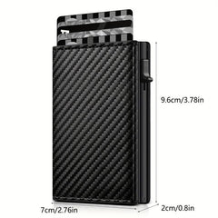Men's Carbon Fiber RFID Trifold Wallet with Pop-up Credit Card Holder