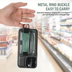 iPhone 14Pro PU Leather Case Cover with Wrist Strap & Card Holder
