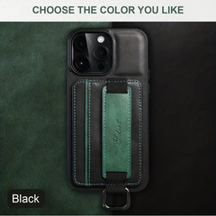iPhone 14Pro PU Leather Case Cover with Wrist Strap & Card Holder