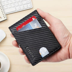Carbon Fiber RFID Wallet for Men - Anti-theft Brush Bifold Credit Card Wallet