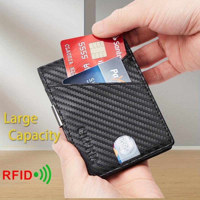 Carbon Fiber RFID Wallet for Men - Anti-theft Brush Bifold Credit Card Wallet