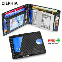 Carbon Fiber RFID Wallet for Men - Anti-theft Brush Bifold Credit Card Wallet