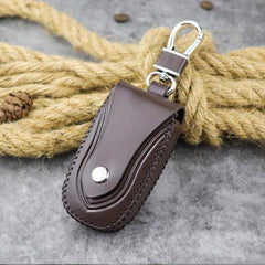 Leather Hand Stitch Car Key Bag Holder Waist Hanging Key Case