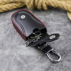 Leather Hand Stitch Car Key Bag Holder Waist Hanging Key Case
