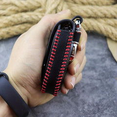 Leather Hand Stitch Car Key Bag Holder Waist Hanging Key Case