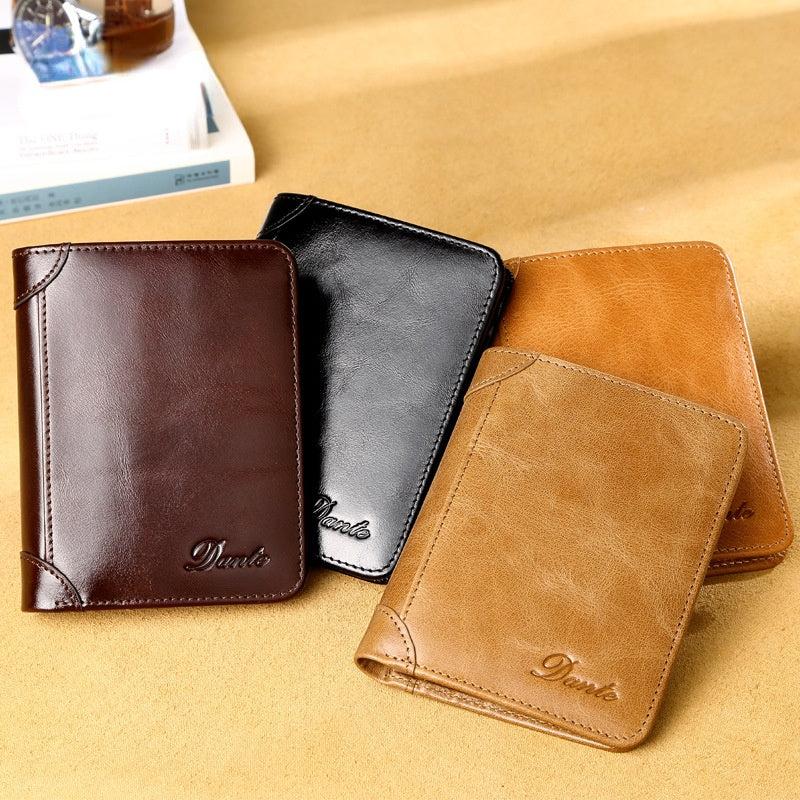 Men's Leather Wallets Business Credit Card Holders Vintage Brown