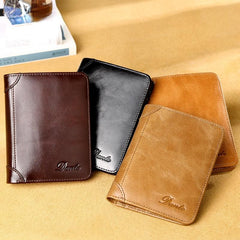 Men's Leather Wallets Business Credit Card Holders Vintage Brown