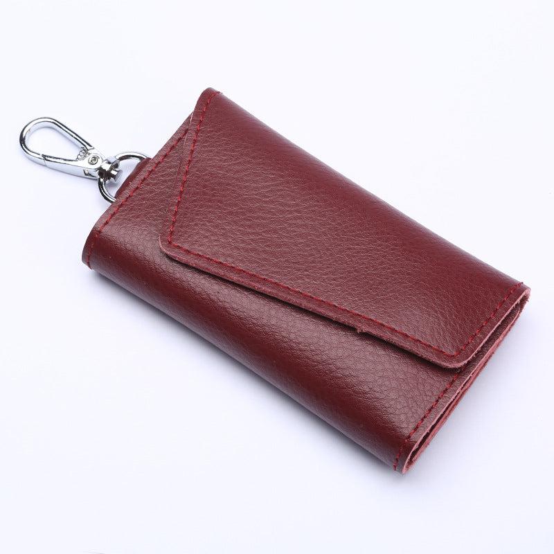 Men's Litchi Embossed Key Bag with Keychain