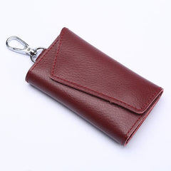 Men's Litchi Embossed Key Bag with Keychain