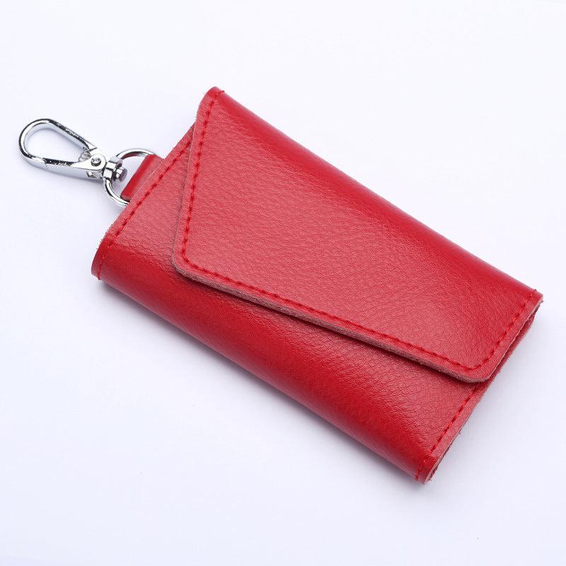 Men's Litchi Embossed Key Bag with Keychain