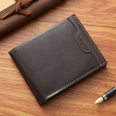 Men's Short Money Clip Wallet Youth Card Lychee Pattern Leather Clip