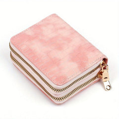 Men's Crocodile Pattern Double Zipper Wallet