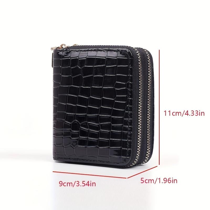Men's Crocodile Pattern Double Zipper Wallet