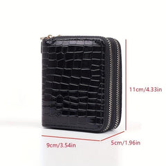 Men's Crocodile Pattern Double Zipper Wallet