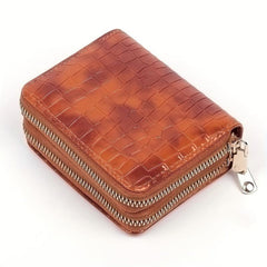 Men's Crocodile Pattern Double Zipper Wallet