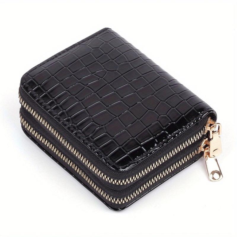 Men's Crocodile Pattern Double Zipper Wallet