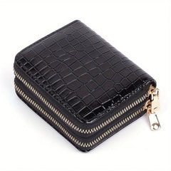 Men's Crocodile Pattern Double Zipper Wallet