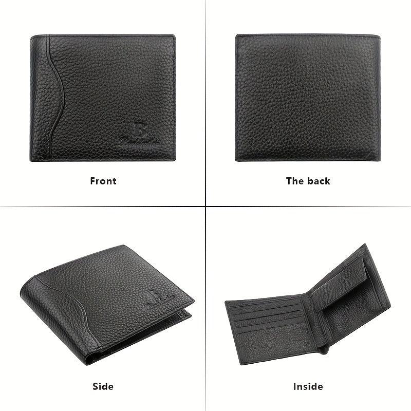 Men's RFID Blocking Leather Wallet with Coin Pouch