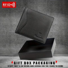 Men's RFID Blocking Leather Wallet with Coin Pouch