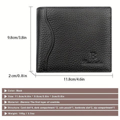 Men's RFID Blocking Leather Wallet with Coin Pouch