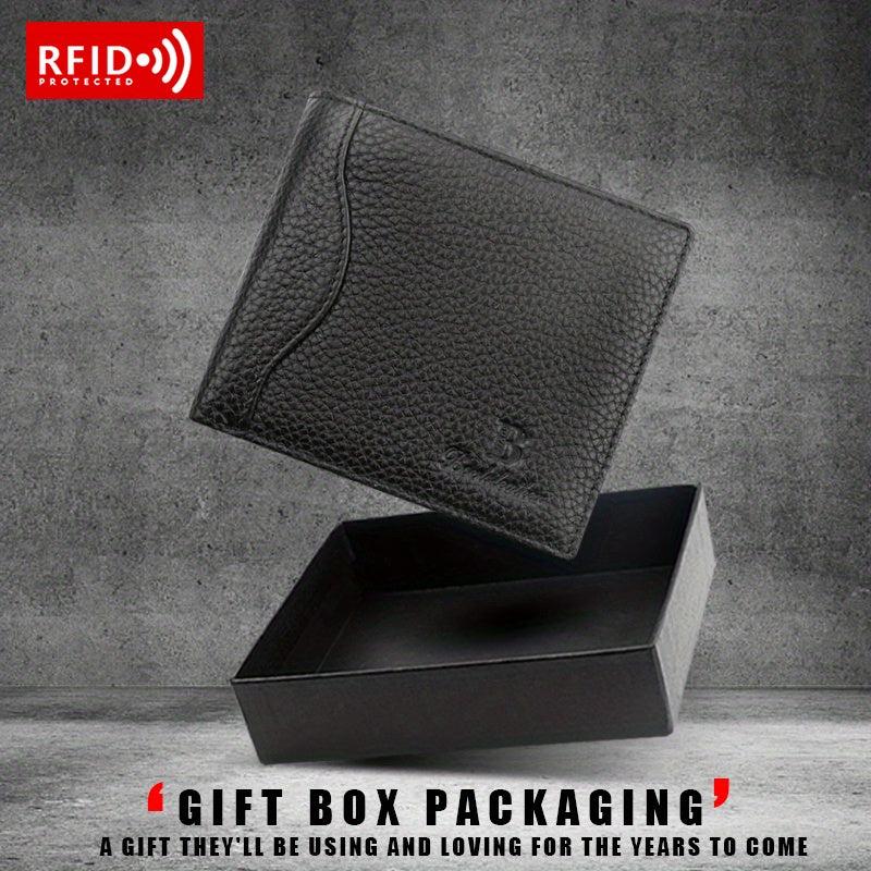 Men's RFID Blocking Leather Wallet with Coin Pouch