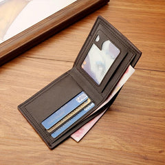 Men's Wallet Short Money Clip Youth Thin Three fold Soft Leather Document Bag