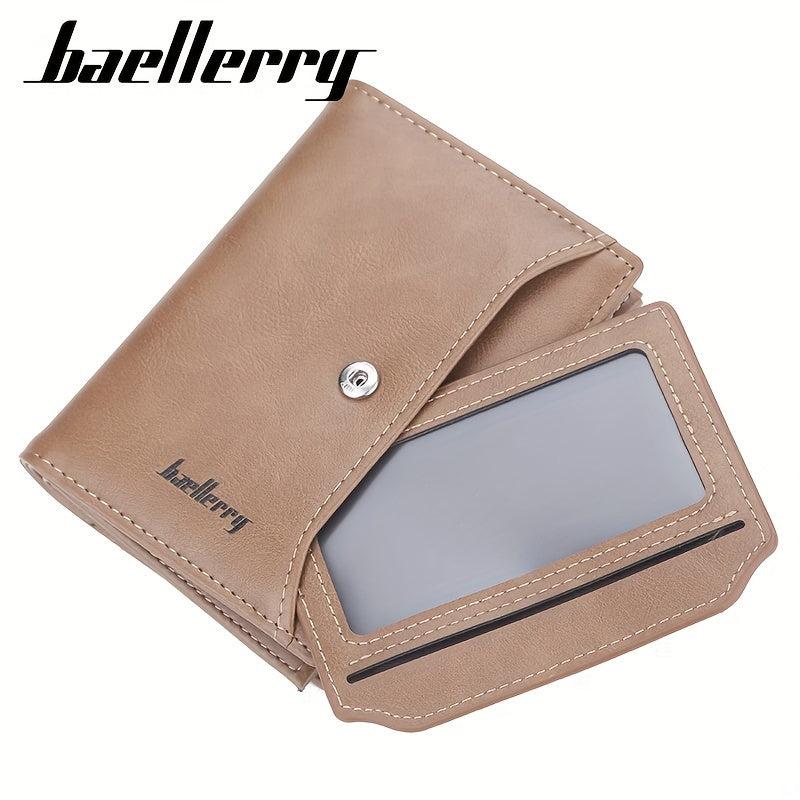 Baellerry18 Cards Men's Business Wallet Short PU Leather Buckle