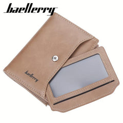 Baellerry18 Cards Men's Business Wallet Short PU Leather Buckle